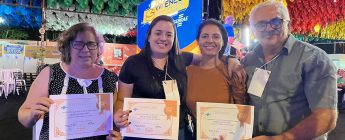 Produtores da Casa do Cariri Fransueide Torres, Larissa Torres, Andreia Batista (técnica do Senar) e Odon Torres